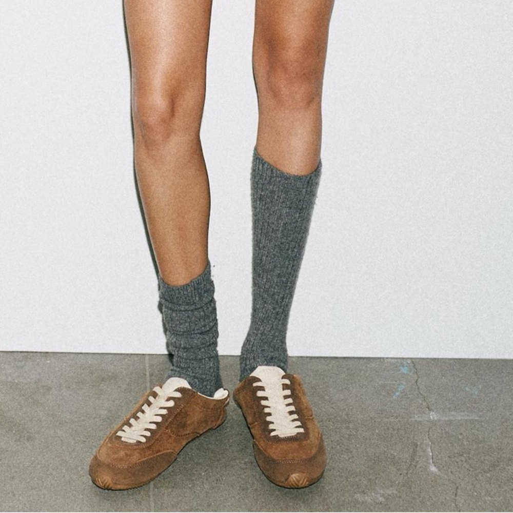 Zara Contrast Leather Sneakers